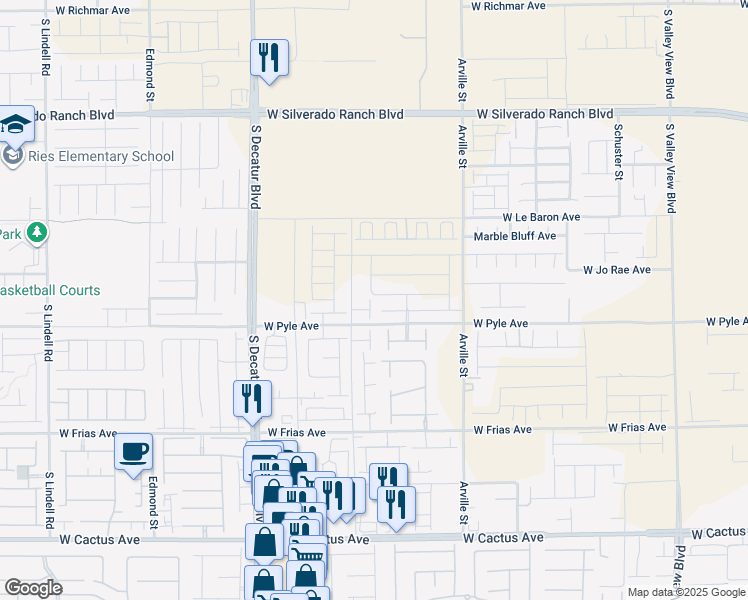 map of restaurants, bars, coffee shops, grocery stores, and more near 10052 Infinity Falls Street in Las Vegas