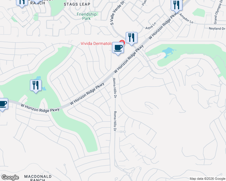 map of restaurants, bars, coffee shops, grocery stores, and more near 1781 Cypress Lake Court in Henderson
