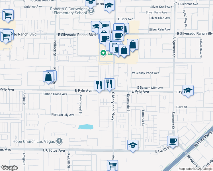 map of restaurants, bars, coffee shops, grocery stores, and more near 10064 Fragile Fields Street in Las Vegas
