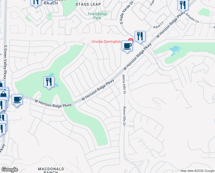 map of restaurants, bars, coffee shops, grocery stores, and more near 1800 Eagle Mesa Avenue in Henderson