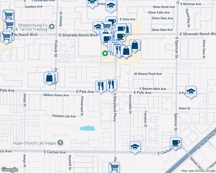 map of restaurants, bars, coffee shops, grocery stores, and more near 10064 Fragile Fields Street in Las Vegas