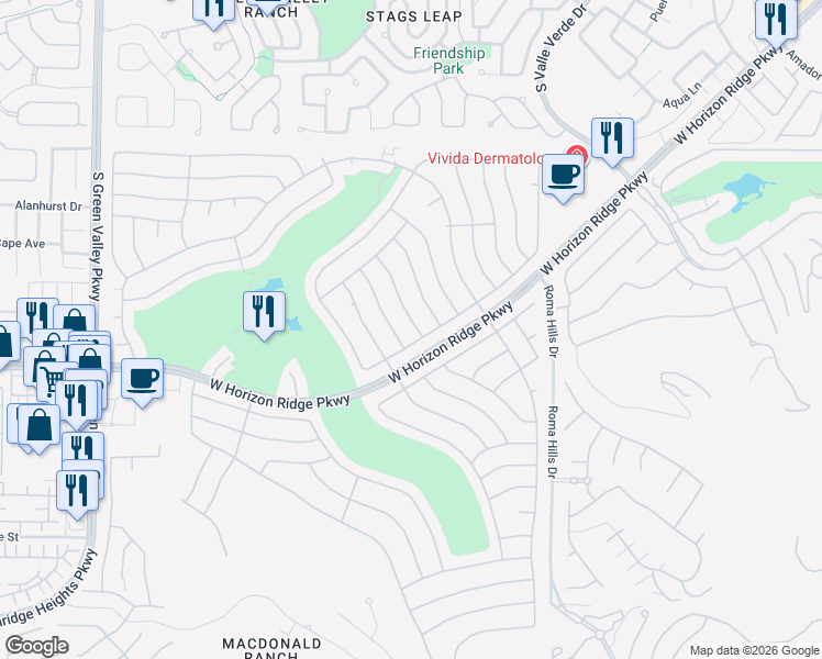 map of restaurants, bars, coffee shops, grocery stores, and more near 497 Dart Brook Place in Henderson