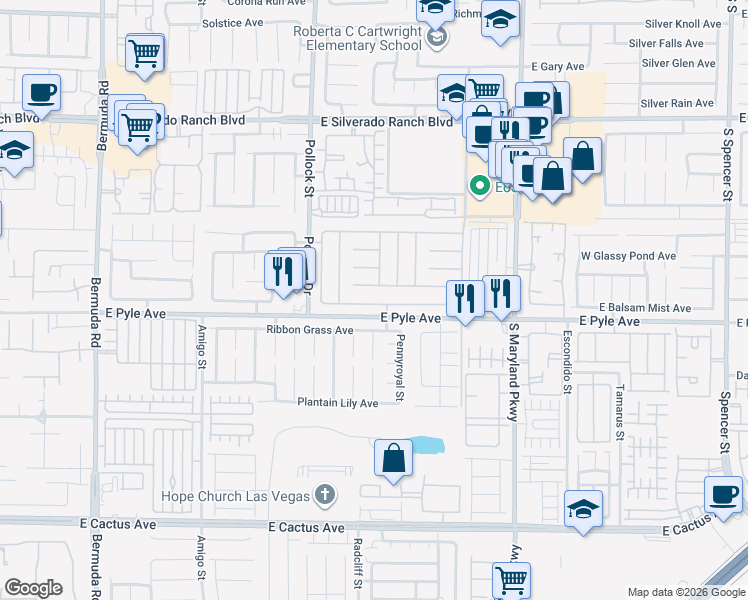 map of restaurants, bars, coffee shops, grocery stores, and more near 925 East Scarlet Haze Avenue in Las Vegas