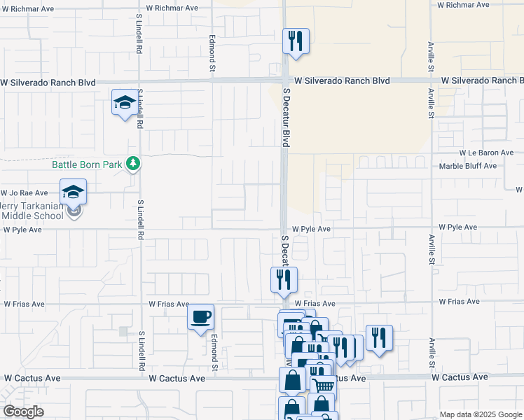 map of restaurants, bars, coffee shops, grocery stores, and more near 10035 Pipe Stone Street in Las Vegas