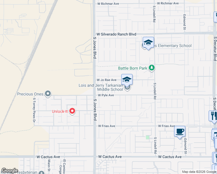 map of restaurants, bars, coffee shops, grocery stores, and more near 10046 Cardwell Hill Street in Las Vegas