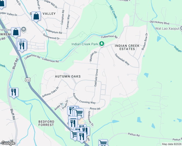 map of restaurants, bars, coffee shops, grocery stores, and more near 7717 Tranquil Trail in Brentwood