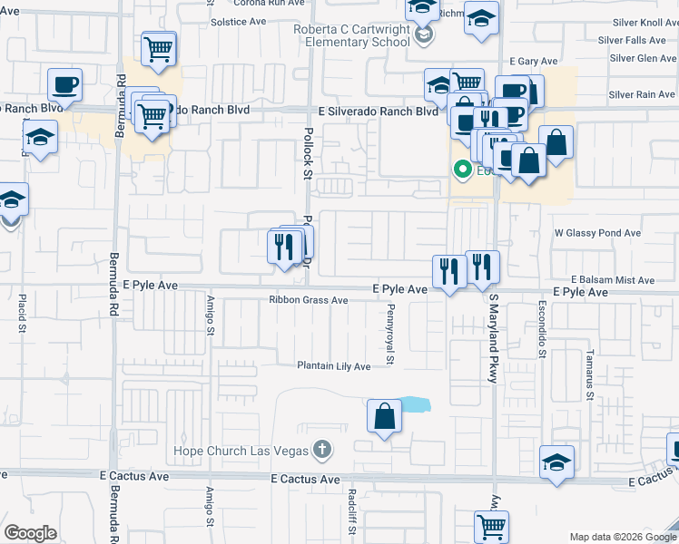 map of restaurants, bars, coffee shops, grocery stores, and more near 10078 Ivy Patch Street in Las Vegas