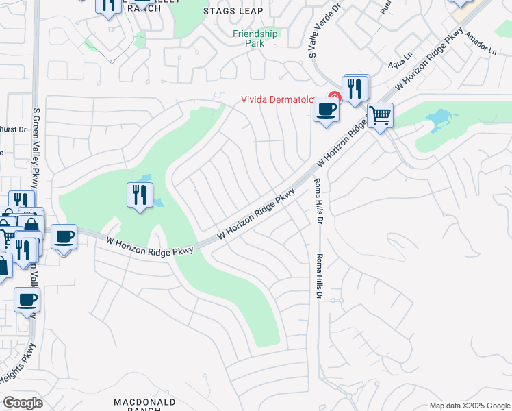 map of restaurants, bars, coffee shops, grocery stores, and more near 2075 Joy View Lane in Henderson