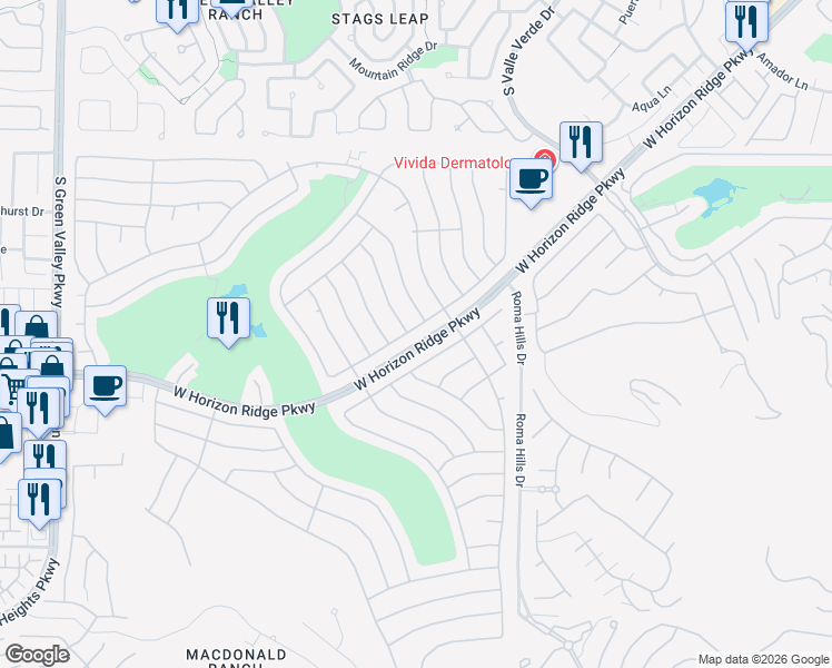 map of restaurants, bars, coffee shops, grocery stores, and more near 2075 Joy View Lane in Henderson