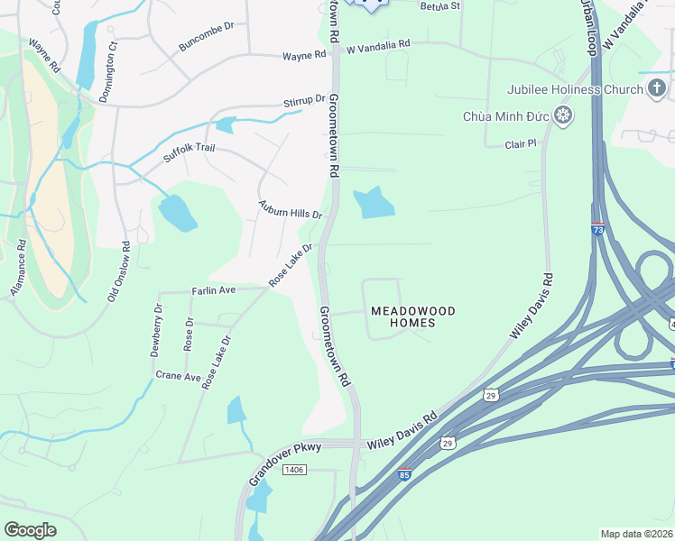 map of restaurants, bars, coffee shops, grocery stores, and more near 4033 Sedgewood Lane in Greensboro
