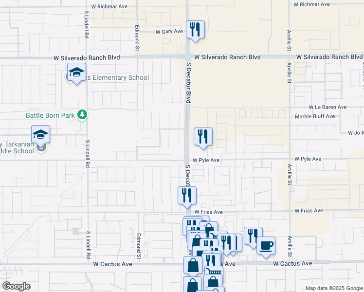 map of restaurants, bars, coffee shops, grocery stores, and more near 10048 Pipe Stone Street in Las Vegas