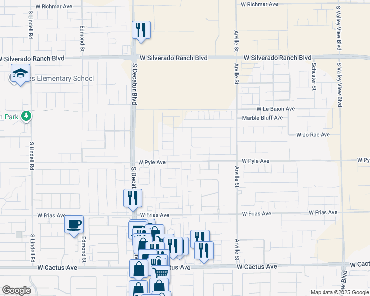 map of restaurants, bars, coffee shops, grocery stores, and more near 10048 Cameron Street in Las Vegas