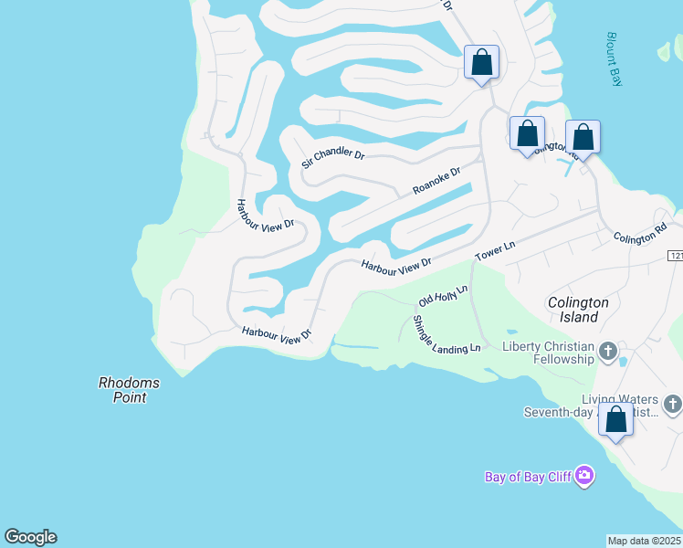 map of restaurants, bars, coffee shops, grocery stores, and more near 523 Harbour View Drive in Kill Devil Hills