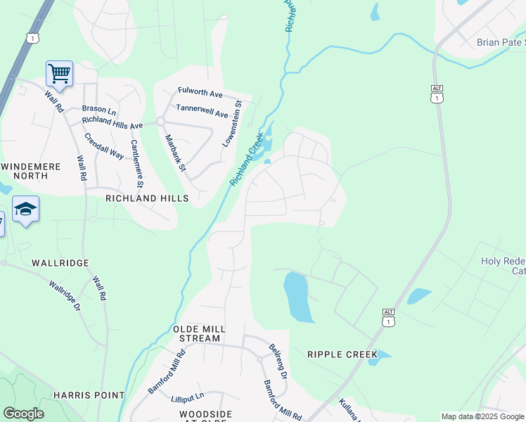 map of restaurants, bars, coffee shops, grocery stores, and more near 317 Everly Mist Way in Wake Forest