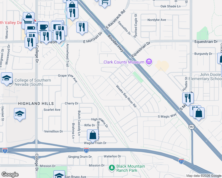 map of restaurants, bars, coffee shops, grocery stores, and more near 970 Rye Creek Court in Henderson