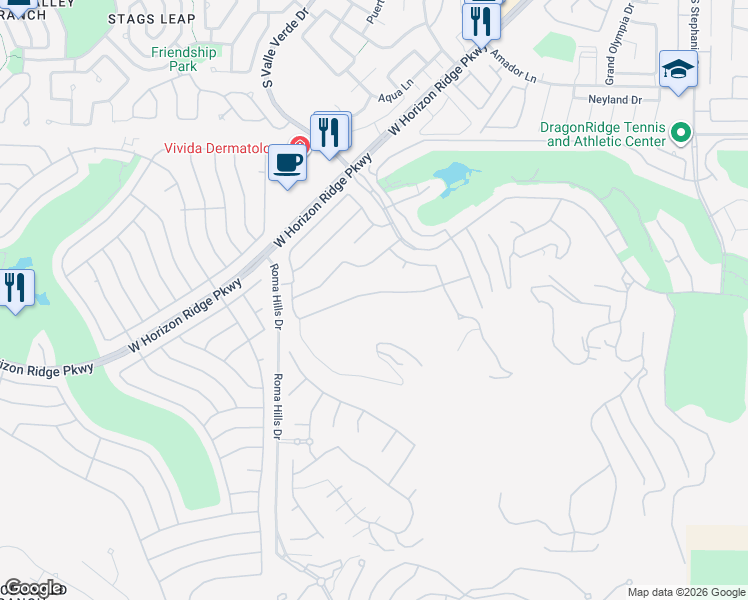map of restaurants, bars, coffee shops, grocery stores, and more near 1703 Tangiers Drive in Henderson