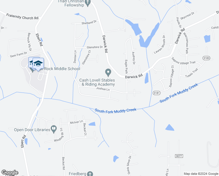 map of restaurants, bars, coffee shops, grocery stores, and more near 2353 Joshua Lane in Winston-Salem