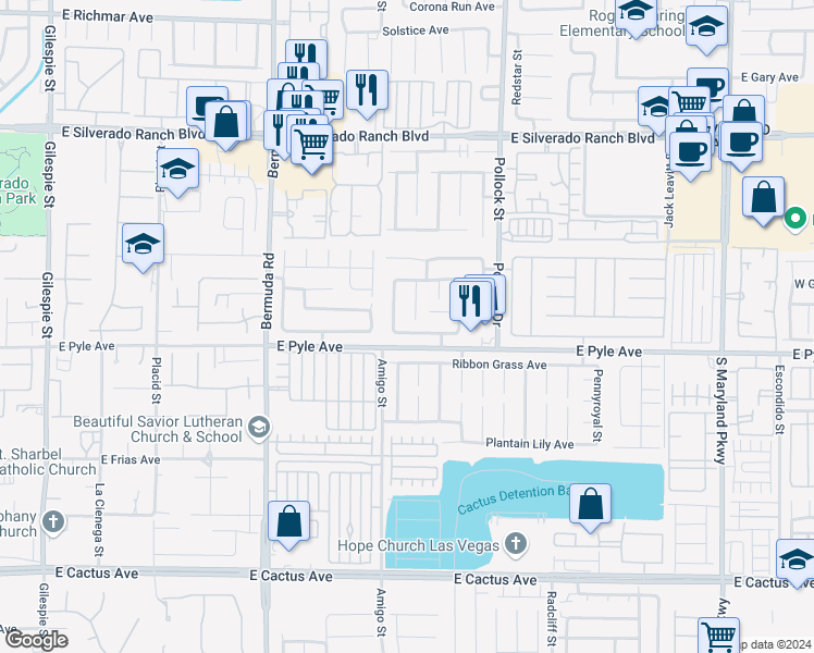 map of restaurants, bars, coffee shops, grocery stores, and more near 648 East Sole Addiction Avenue in Las Vegas