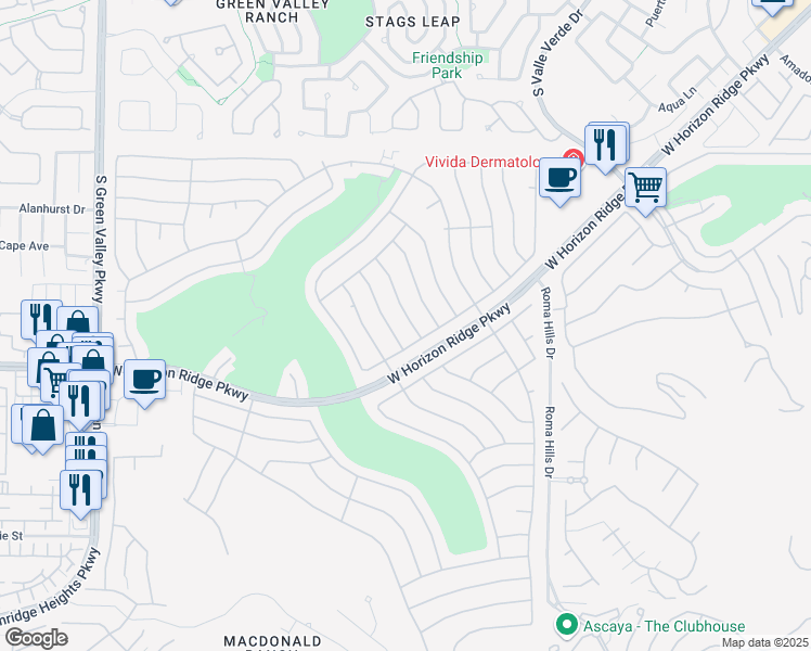 map of restaurants, bars, coffee shops, grocery stores, and more near 503 Dart Brook Place in Henderson