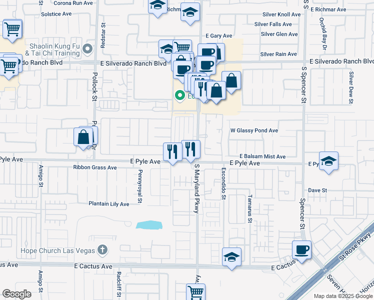 map of restaurants, bars, coffee shops, grocery stores, and more near 10039 Delicate Dew Street in Las Vegas
