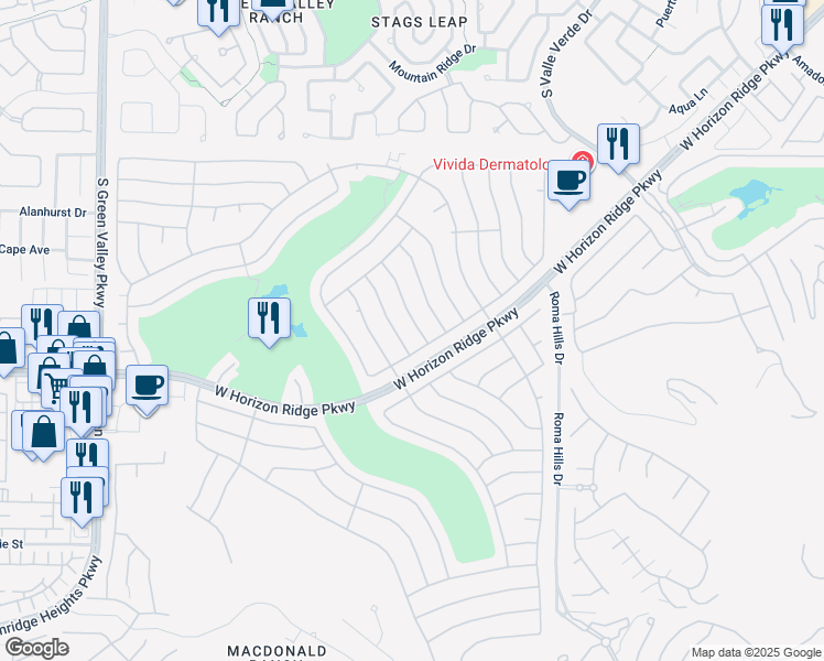 map of restaurants, bars, coffee shops, grocery stores, and more near 503 Dart Brook Place in Henderson