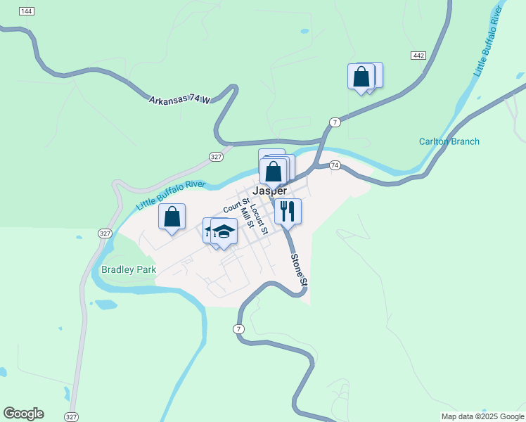 map of restaurants, bars, coffee shops, grocery stores, and more near in Jasper