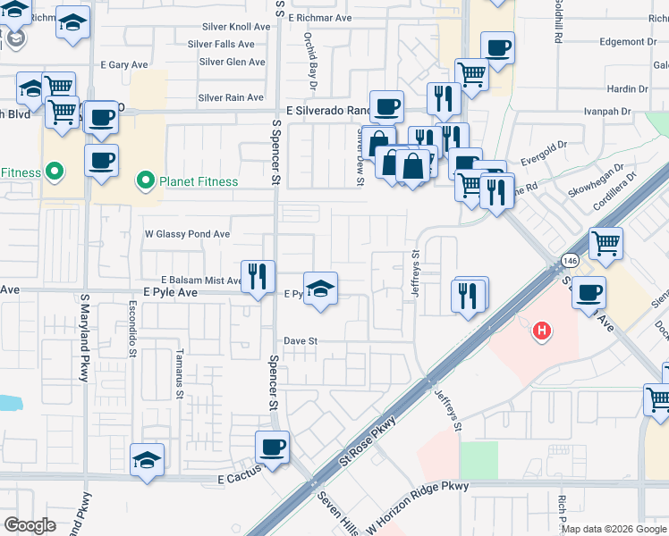 map of restaurants, bars, coffee shops, grocery stores, and more near 1964 Spiers Avenue in Las Vegas