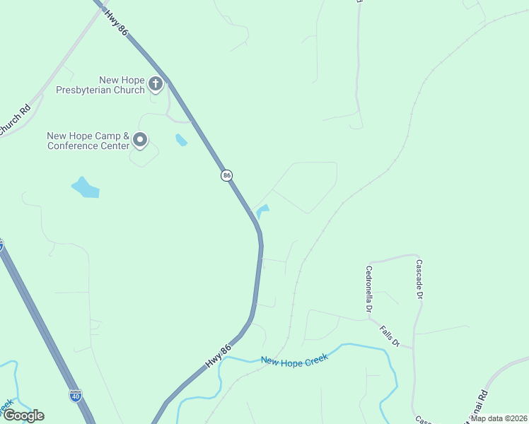 map of restaurants, bars, coffee shops, grocery stores, and more near 2103 New Hope Drive in Chapel Hill