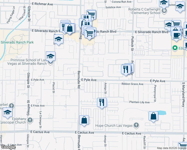 map of restaurants, bars, coffee shops, grocery stores, and more near 506 Green Gables Avenue in Las Vegas