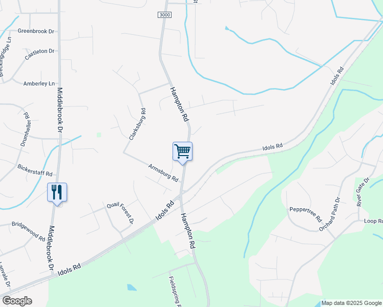 map of restaurants, bars, coffee shops, grocery stores, and more near 4425 Hampton Road in Clemmons