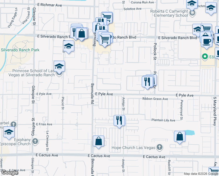 map of restaurants, bars, coffee shops, grocery stores, and more near 506 Green Gables Avenue in Las Vegas