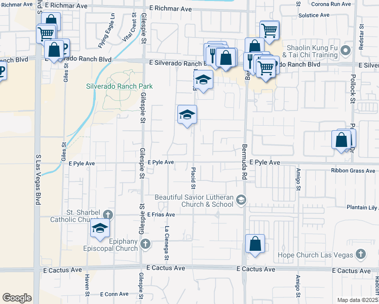 map of restaurants, bars, coffee shops, grocery stores, and more near 10058 Saint Augustine Street in Las Vegas