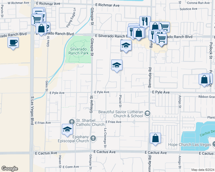 map of restaurants, bars, coffee shops, grocery stores, and more near 266 Farris Avenue in Las Vegas
