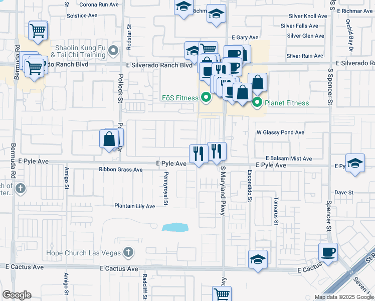 map of restaurants, bars, coffee shops, grocery stores, and more near 1065 East Scarlet Haze Avenue in Las Vegas