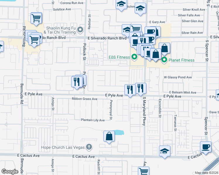 map of restaurants, bars, coffee shops, grocery stores, and more near 975 East Scarlet Haze Avenue in Las Vegas