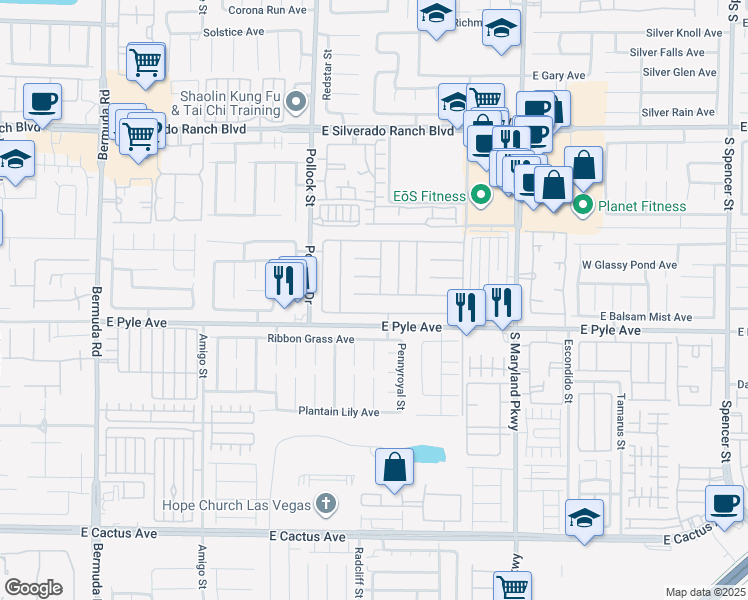 map of restaurants, bars, coffee shops, grocery stores, and more near 925 East Scarlet Haze Avenue in Las Vegas