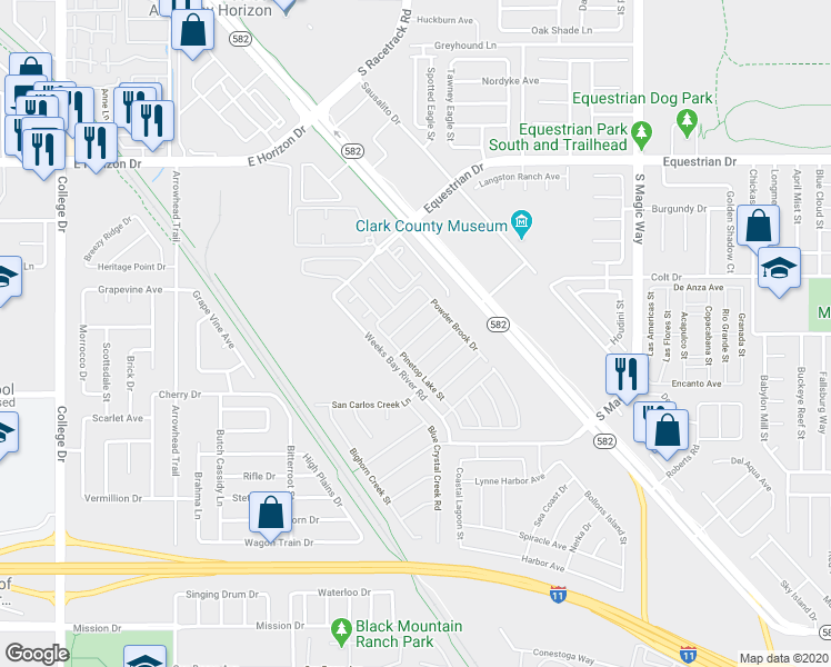 map of restaurants, bars, coffee shops, grocery stores, and more near 1004 Mackenzie River Avenue in Henderson