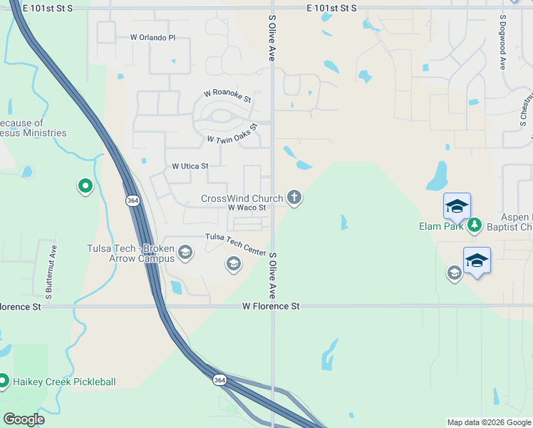 map of restaurants, bars, coffee shops, grocery stores, and more near 3700 West Austin Street in Broken Arrow