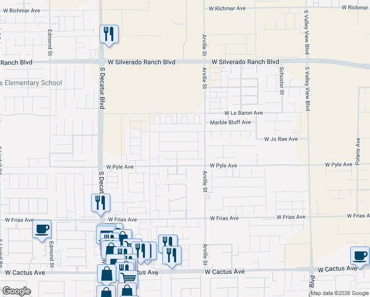 map of restaurants, bars, coffee shops, grocery stores, and more near 4472 Mahogany Hills Avenue in Las Vegas