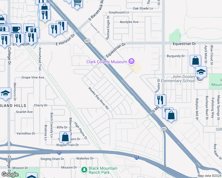map of restaurants, bars, coffee shops, grocery stores, and more near 1022 Pecos River Avenue in Henderson