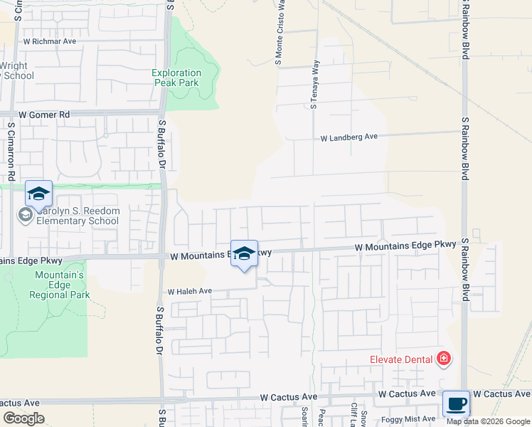 map of restaurants, bars, coffee shops, grocery stores, and more near 9980 South Sky Parlor Road in Las Vegas