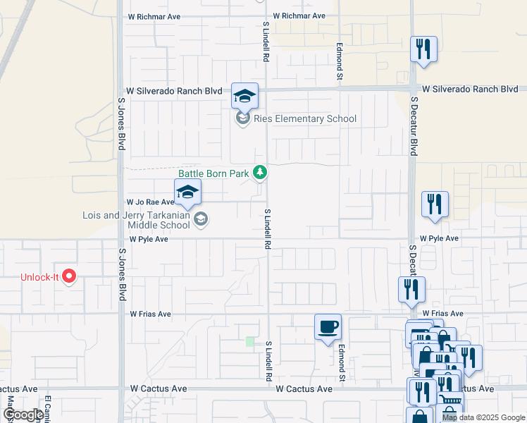 map of restaurants, bars, coffee shops, grocery stores, and more near 5516 Canelo Hills Street in Las Vegas