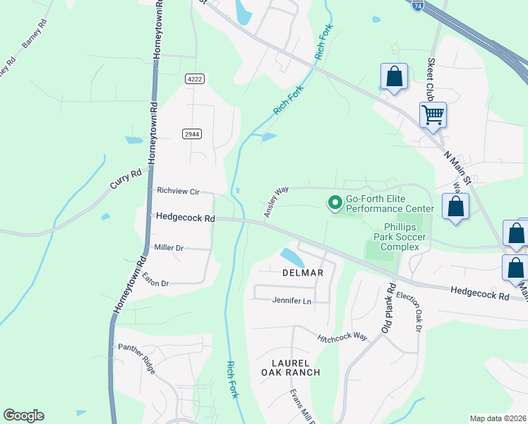 map of restaurants, bars, coffee shops, grocery stores, and more near 690 Ansley Way in High Point