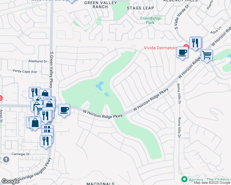 map of restaurants, bars, coffee shops, grocery stores, and more near 481 Eagle Vista Drive in Henderson