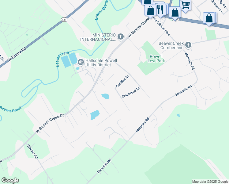 map of restaurants, bars, coffee shops, grocery stores, and more near 7244 Deville Way in Powell