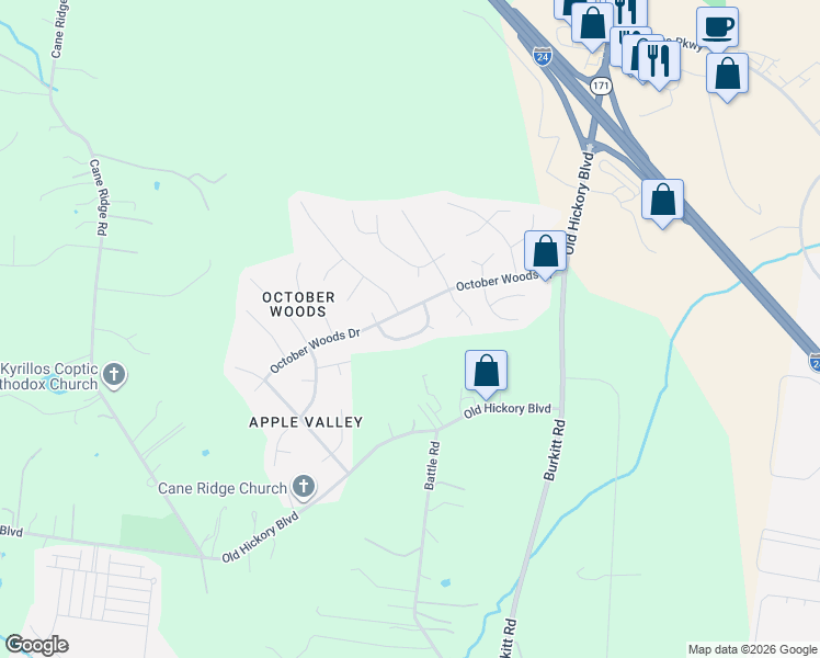 map of restaurants, bars, coffee shops, grocery stores, and more near 616 Waywood Circle in Nashville