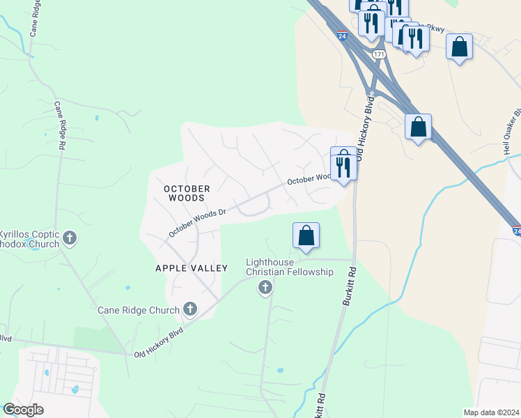 map of restaurants, bars, coffee shops, grocery stores, and more near 612 Waywood Circle in Nashville