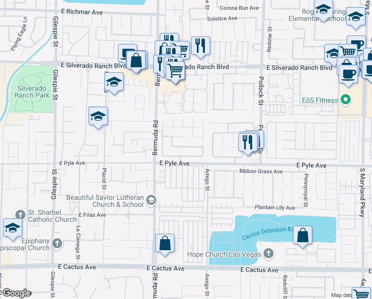 map of restaurants, bars, coffee shops, grocery stores, and more near 517 Pearberry Avenue in Las Vegas