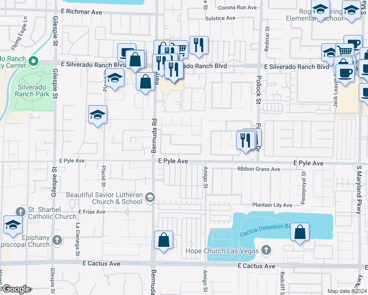 map of restaurants, bars, coffee shops, grocery stores, and more near 517 Pearberry Avenue in Las Vegas