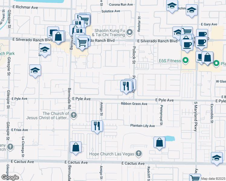 map of restaurants, bars, coffee shops, grocery stores, and more near 10046 Catseye Cove Court in Las Vegas